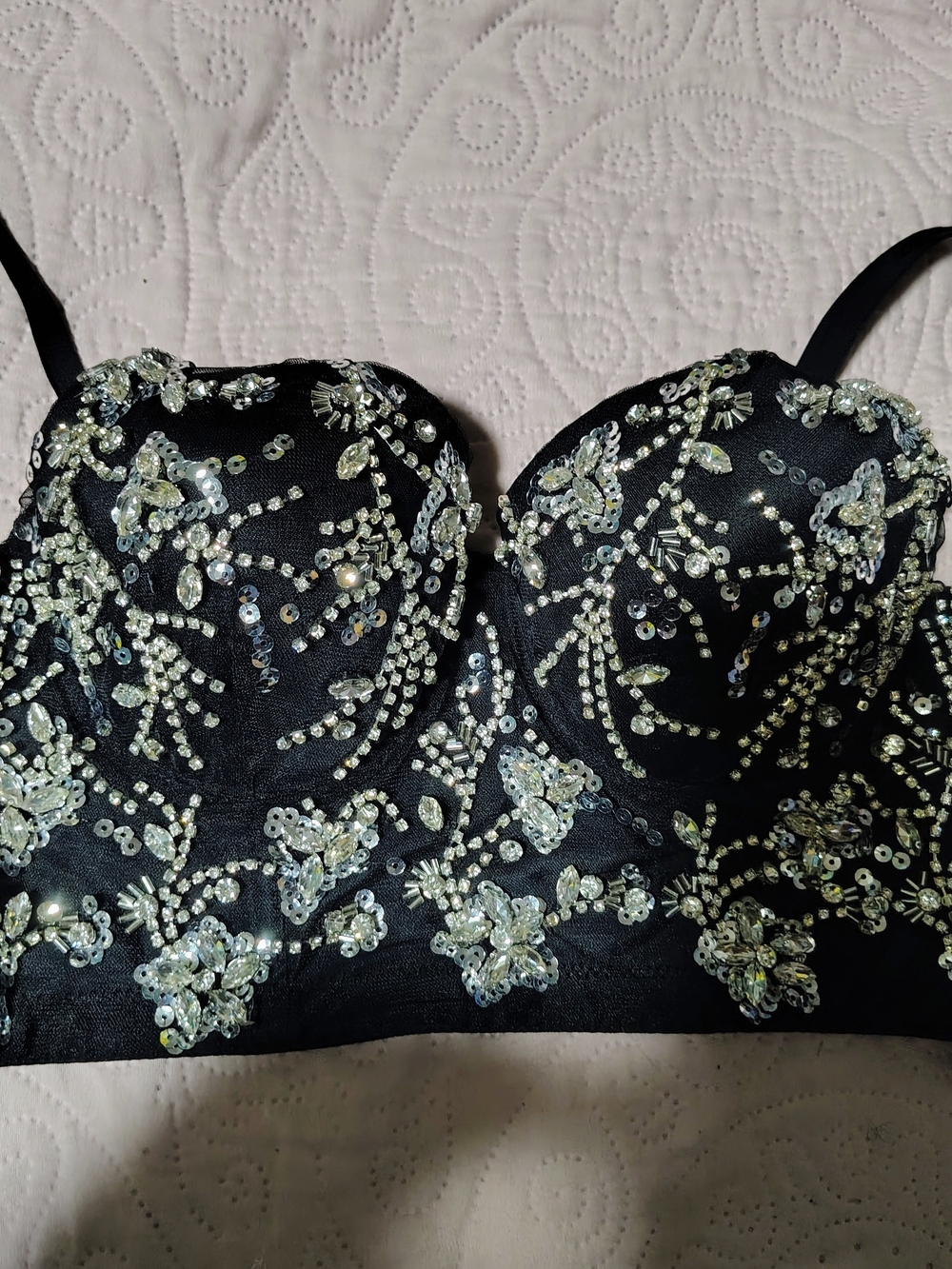 😲🔥 WINDSOR- Embellished Black Sequin Bustier Top ( NWOT )  - XS - Picture 3 of 11